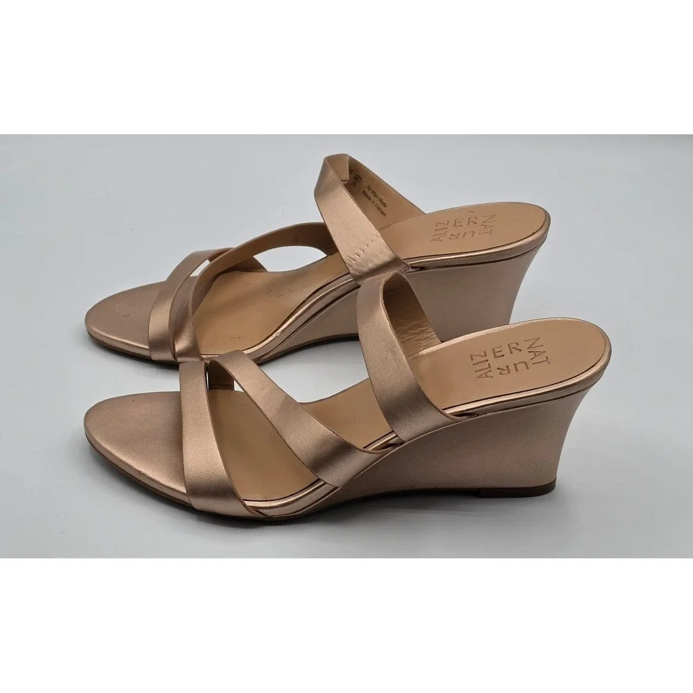 Naturalizer Breona Wedge Sandals‎ Womens 8.5M Rose Gold Excellent Metallic